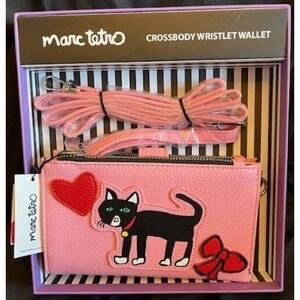 Marc Tetro Crossbody Wristlet Wallet - Black Cat-  7" x 4" x 1 " - New